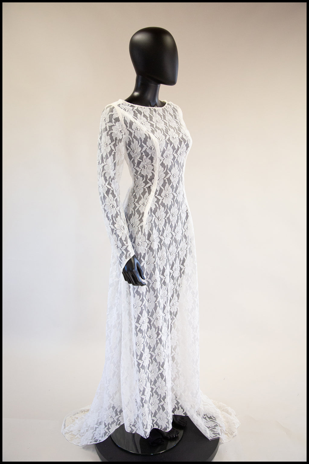 Vintage 1960s White Lace Sheer Gown