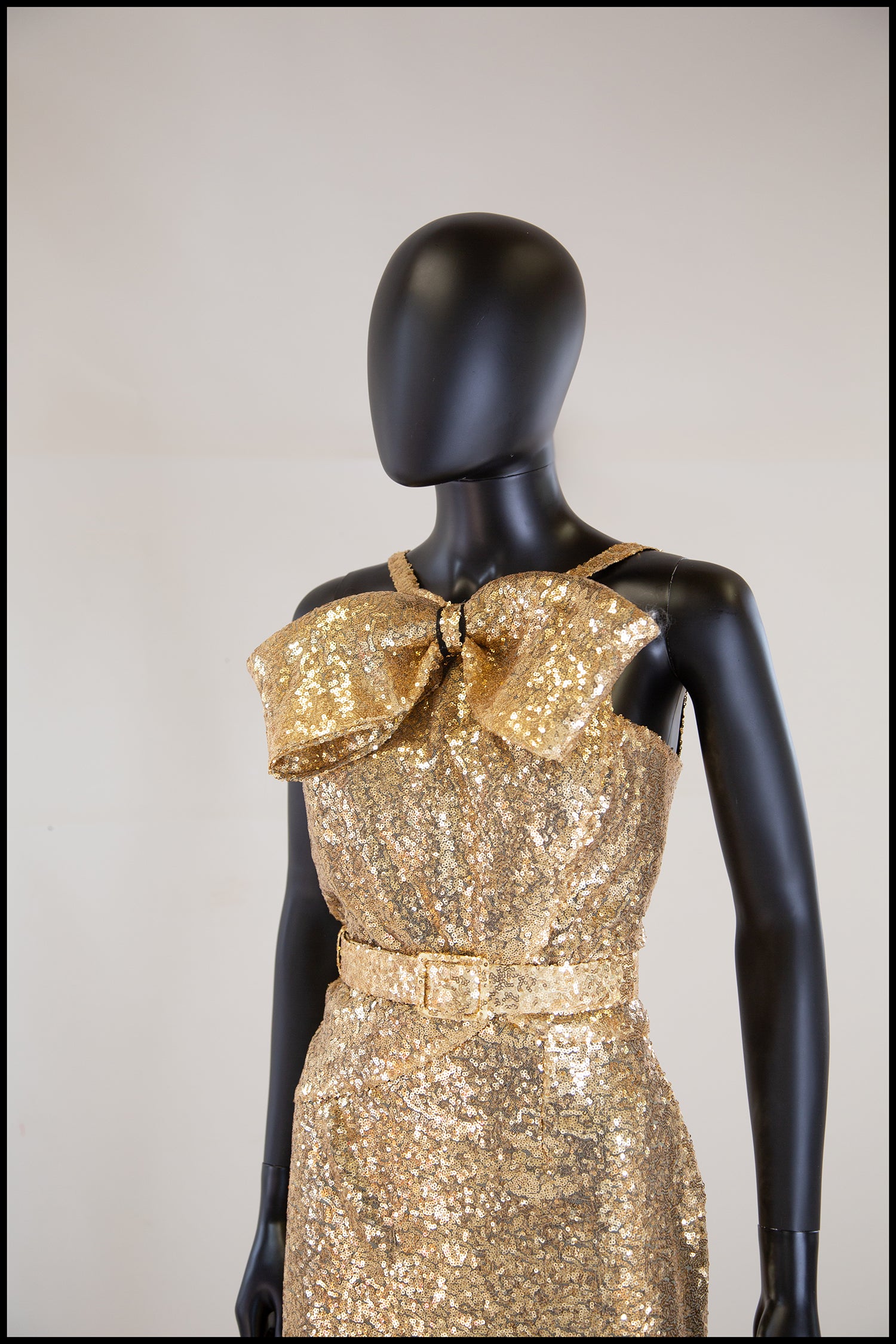 Hepburn K - Gold Sequin Old Hollywood Bow Gown
