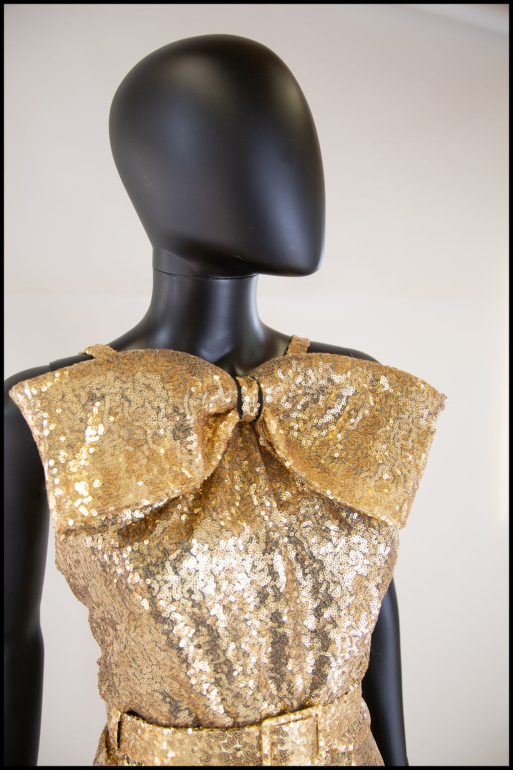 Hepburn K - Gold Sequin Old Hollywood Bow Gown