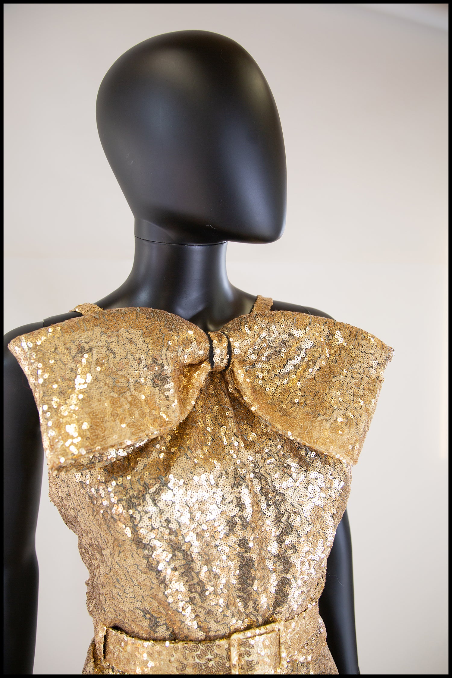 Hepburn K - Gold Sequin Old Hollywood Bow Gown