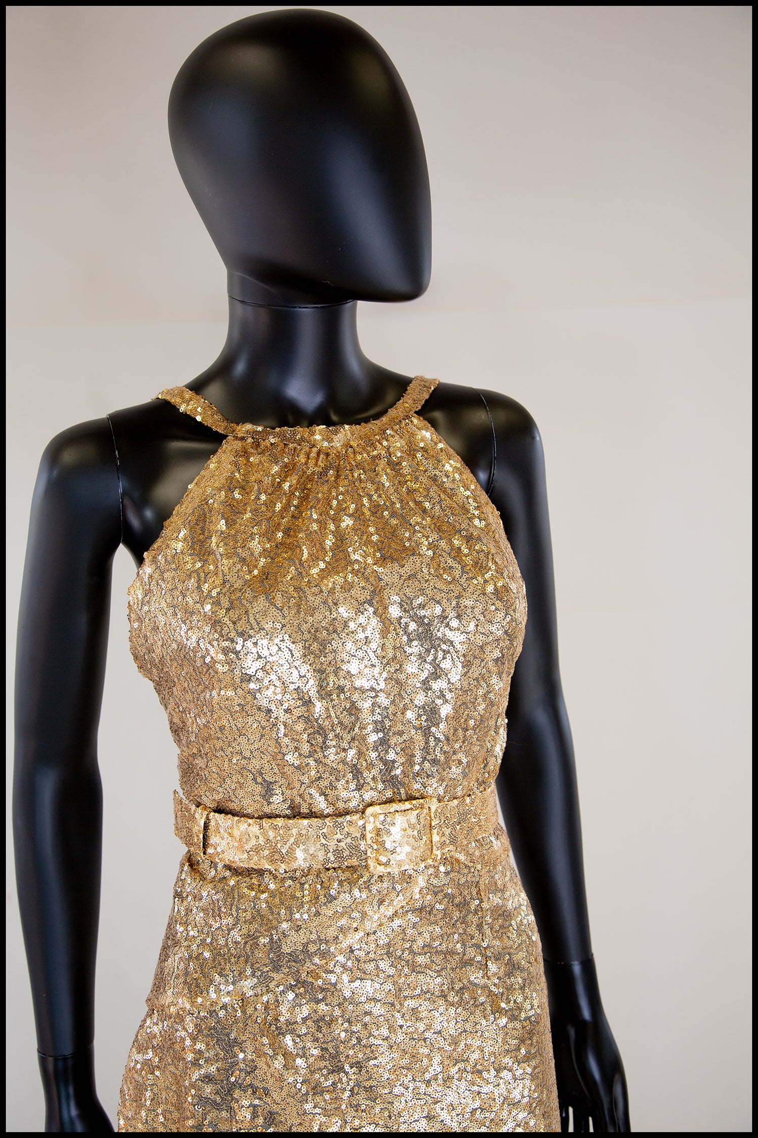 Hepburn K - Gold Sequin Old Hollywood Bow Gown