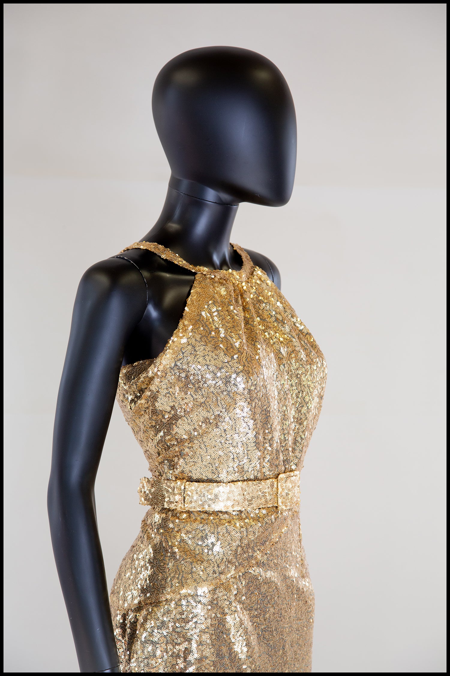 Hepburn K - Gold Sequin Old Hollywood Bow Gown