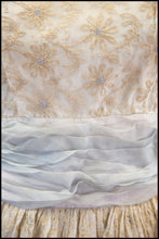 Vintage 1950s Embroidered Blue Silk Dress
