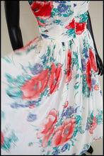 Vintage 1970s Floral Chiffon Midi Dress