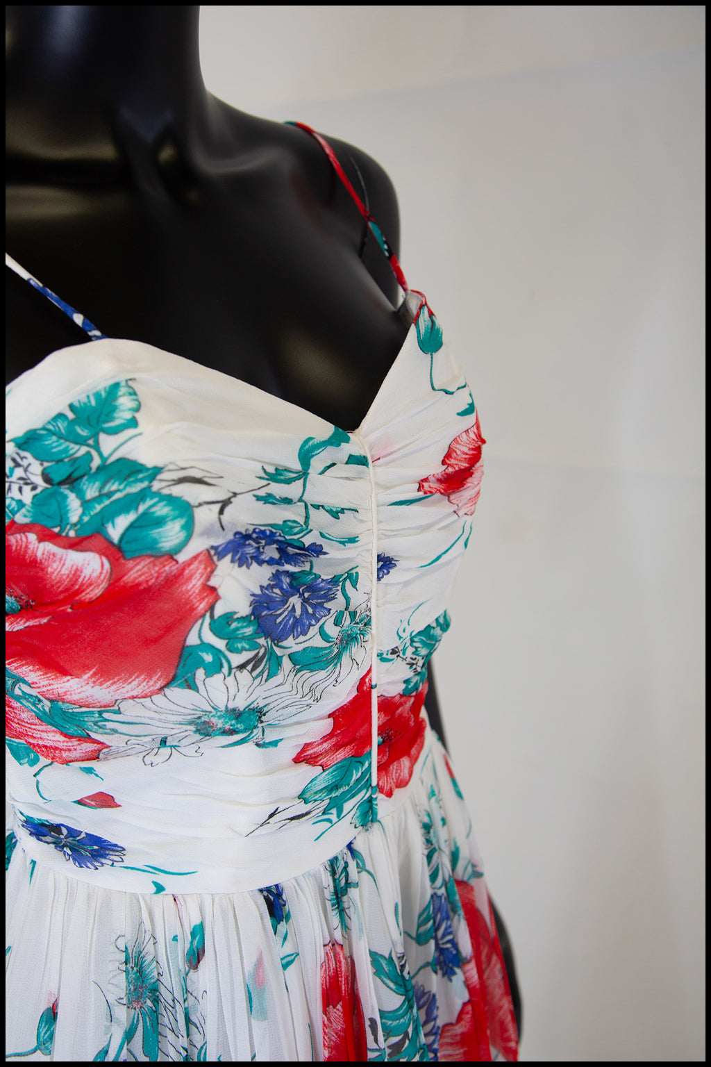 Vintage 1970s Floral Chiffon Midi Dress