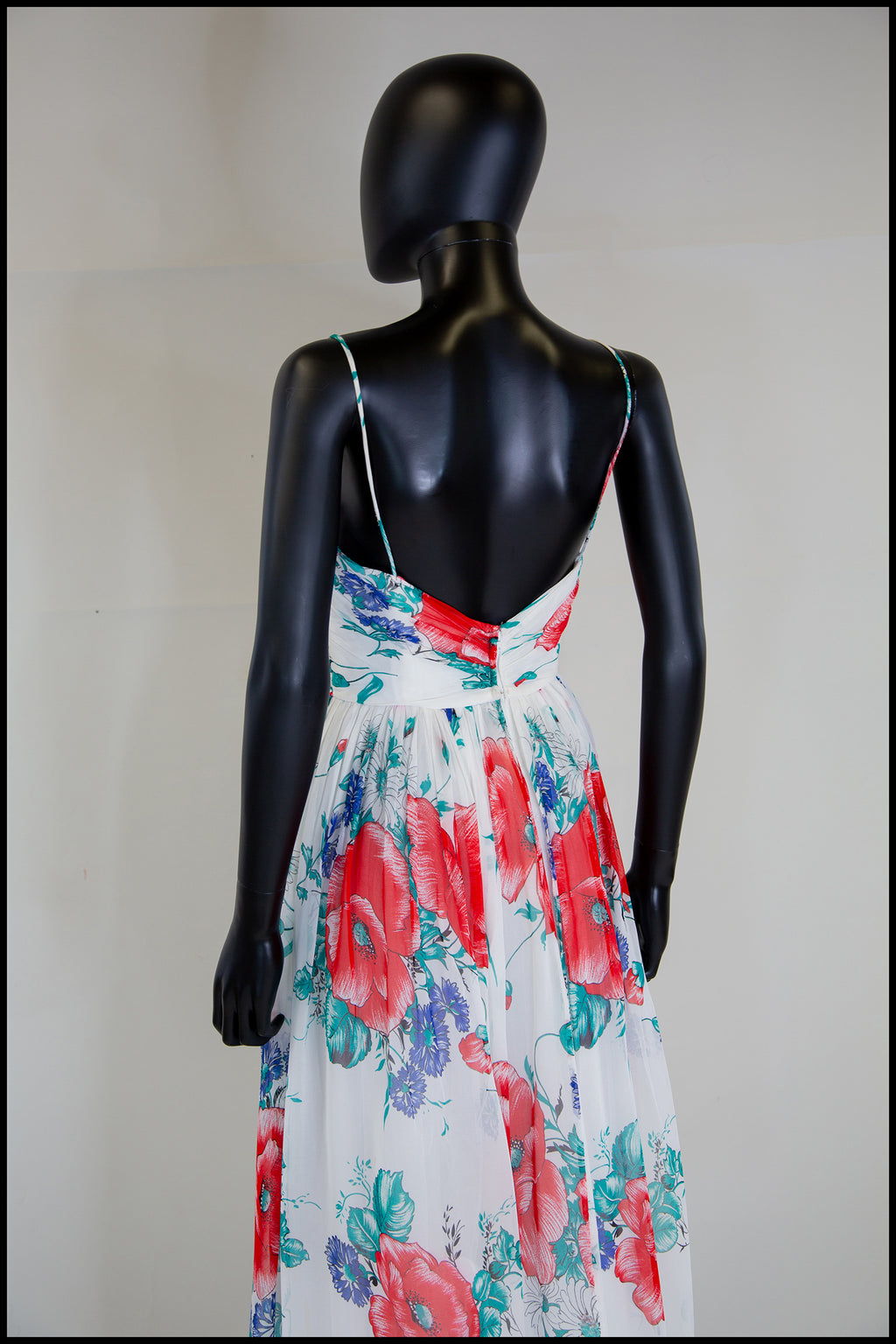 Vintage 1970s Floral Chiffon Midi Dress