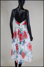 Vintage 1970s Floral Chiffon Midi Dress