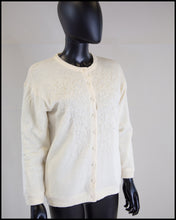 Vintage 1980s Ivory Beaded Wool Cardigan
