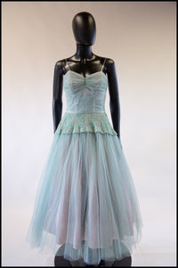 Vintage 1950s Seafoam Tulle Dress