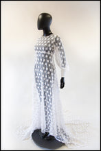 Vintage 1960s Embroidered Organza Off White Gown