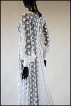 Vintage 1960s Embroidered Organza Off White Gown