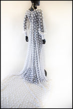 Vintage 1960s Embroidered Organza Off White Gown
