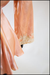 RESERVED Vintage 1940s Peach Satin Robe Jacket