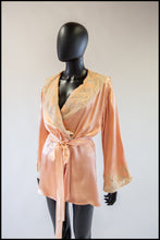 RESERVED Vintage 1940s Peach Satin Robe Jacket