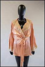 RESERVED Vintage 1940s Peach Satin Robe Jacket