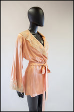RESERVED Vintage 1940s Peach Satin Robe Jacket