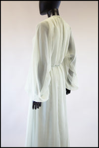 Vintage 1970s Eau De Nil Chiffon Maxi Dress