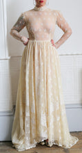 Vintage 1970s Edwardian Style Cream Lace Wedding Dress