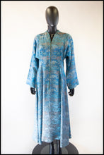 RESERVED Vintage 1940s Blue Chinese Satin Robe Maxi Dress