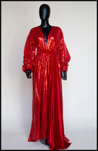 Vamp - Red Sequin Bishop Sleeve Gown