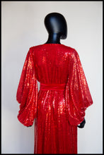 Vamp - Red Sequin Bishop Sleeve Gown