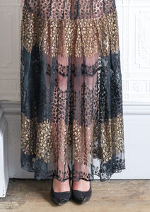 RESERVED FOR LINDA Vintage 1920s Black and Gold Lace Skirt