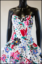 Vintage 1980s White Floral Mini Dress