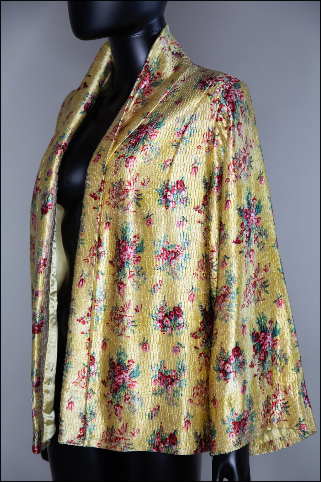 Vintage 1930s Yellow Floral Silk Kimono Jacket