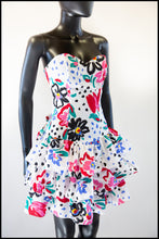Vintage 1980s White Floral Mini Dress