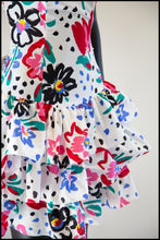 Vintage 1980s White Floral Mini Dress