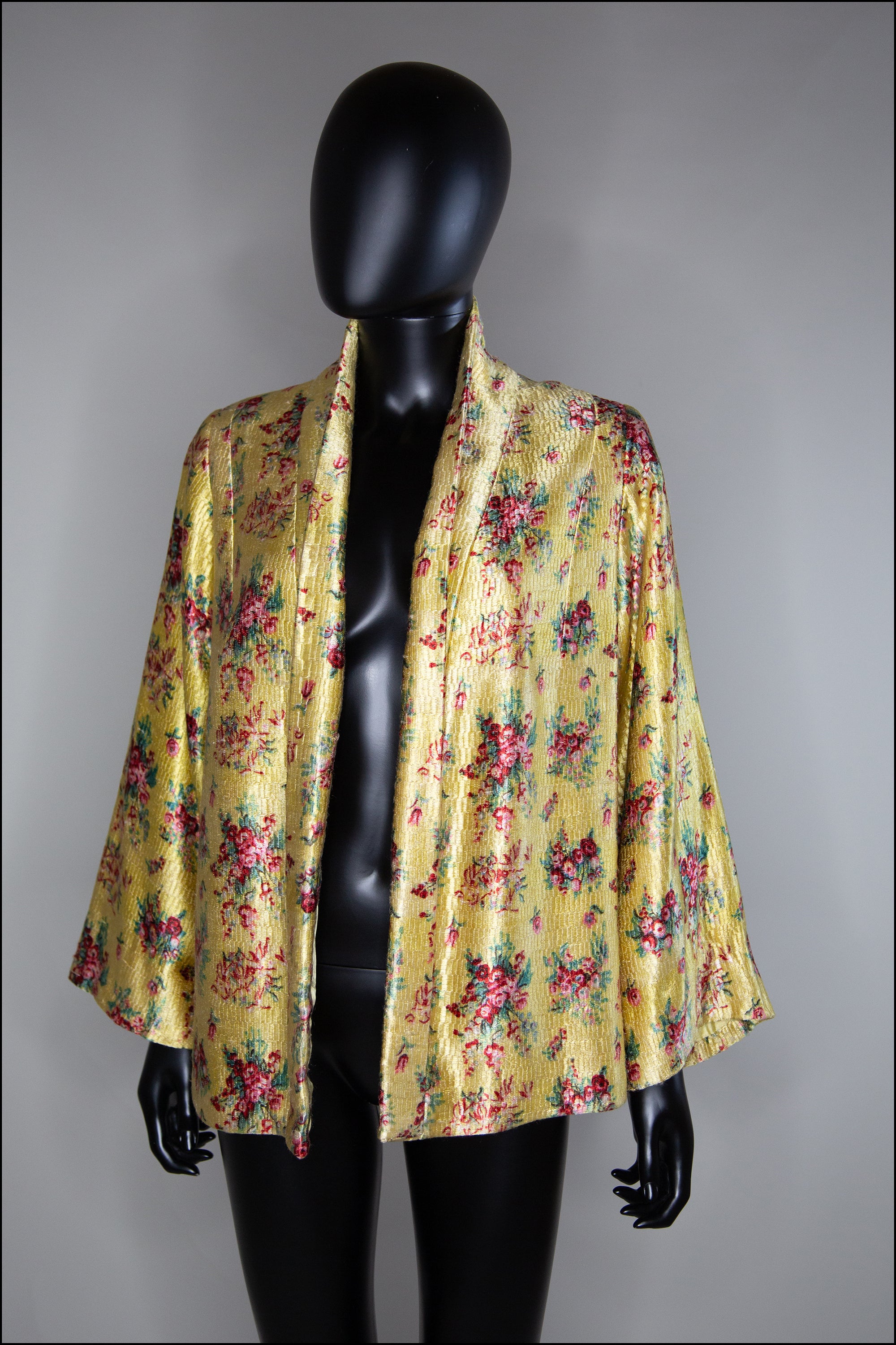 Vintage 1930s Yellow Floral Silk Kimono Jacket