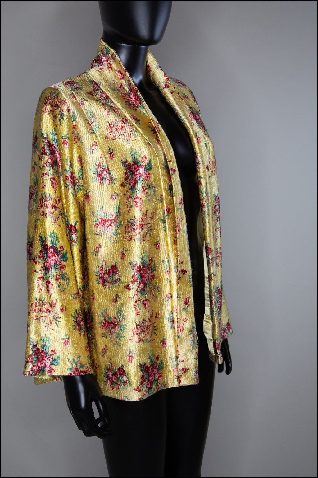 Vintage 1930s Yellow Floral Silk Kimono Jacket