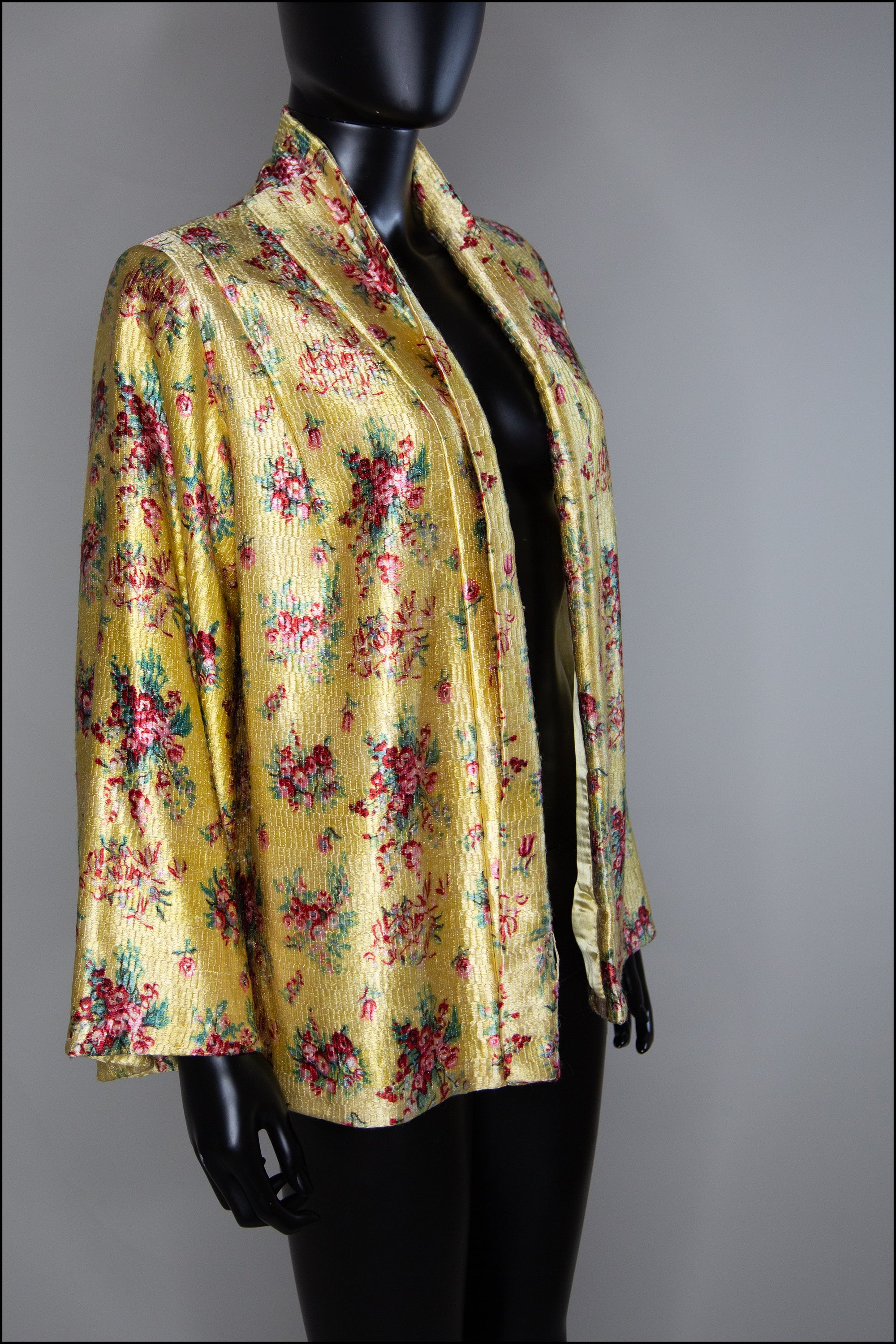 Vintage 1930s Yellow Floral Silk Kimono Jacket