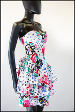 Vintage 1980s White Floral Mini Dress