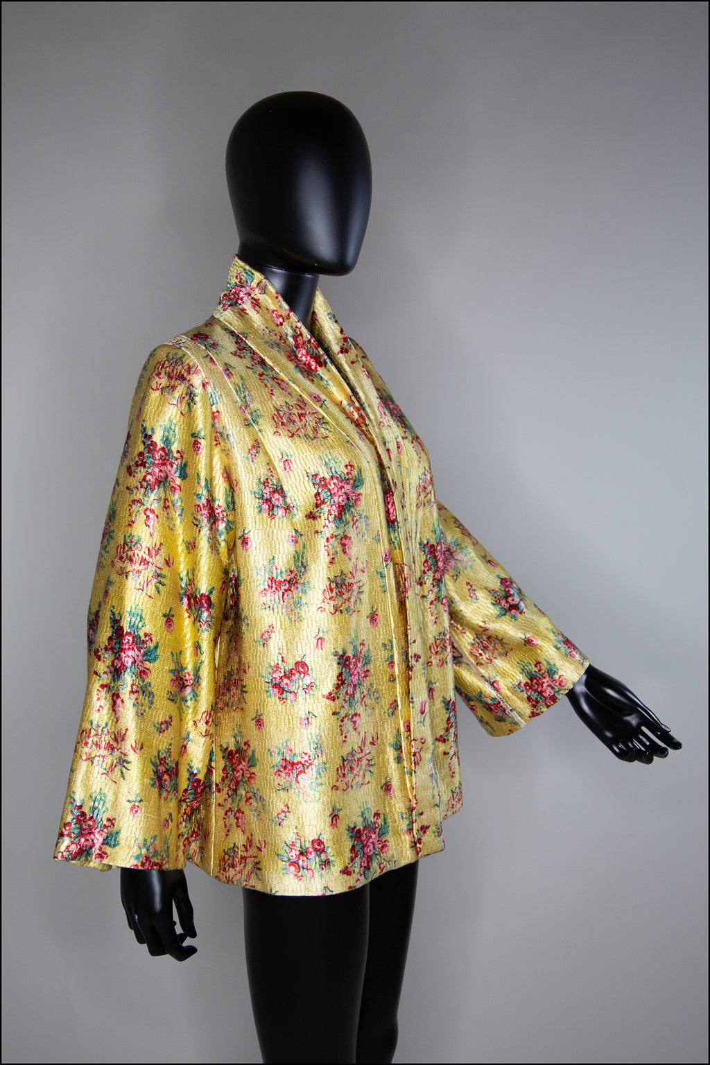 Vintage 1930s Yellow Floral Silk Kimono Jacket