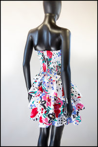 Vintage 1980s White Floral Mini Dress