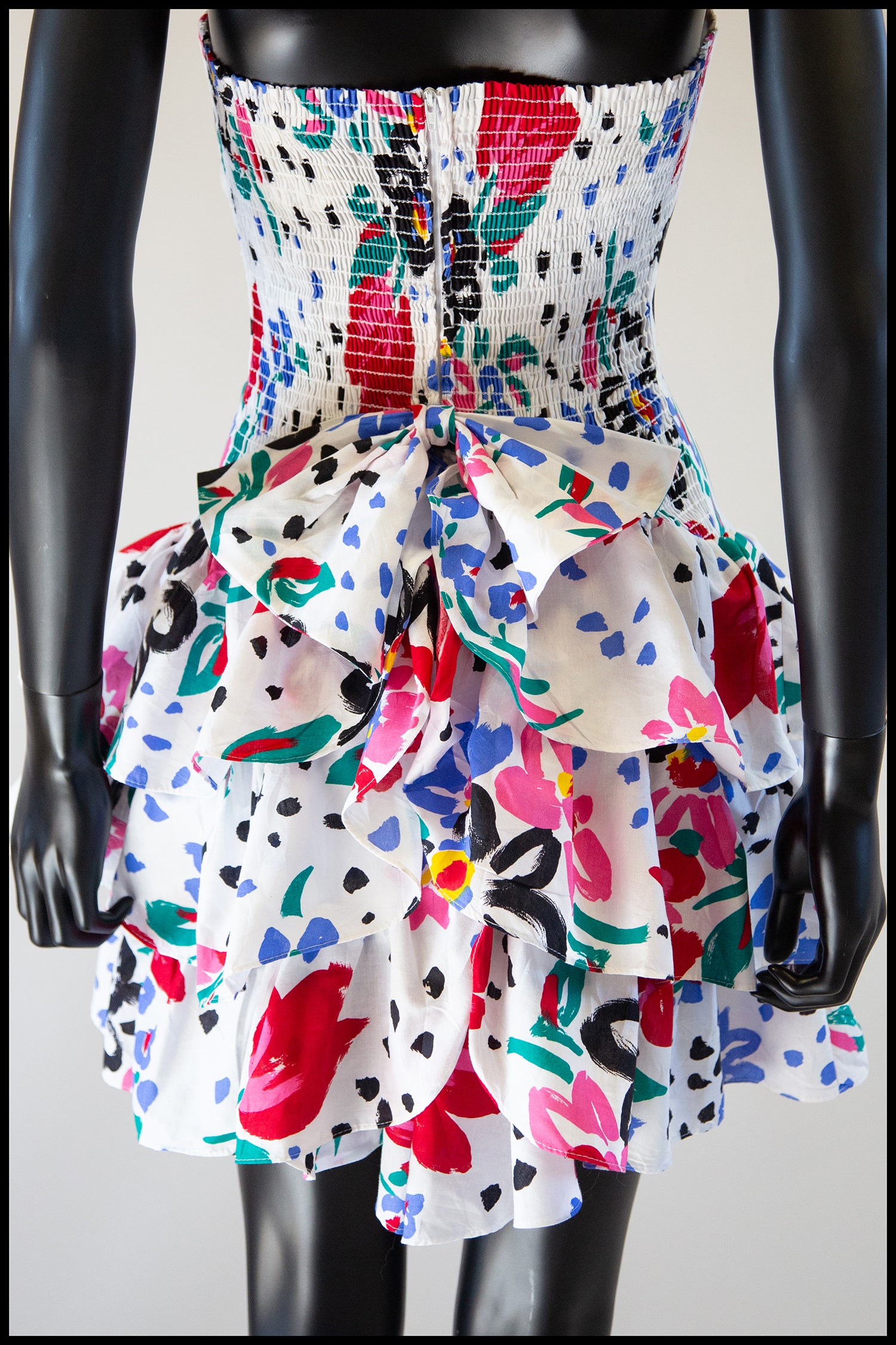 Vintage 1980s White Floral Mini Dress