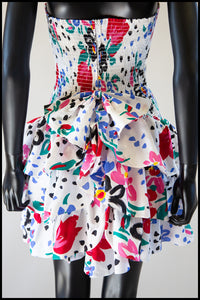 Vintage 1980s White Floral Mini Dress