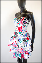 Vintage 1980s White Floral Mini Dress