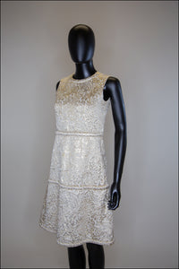 Vintage 1960s Gold Silk Dress and Coat Suit