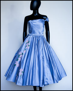 Brier Rose - Blue Silk Duchess Satin Dress