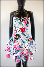 Vintage 1980s White Floral Mini Dress