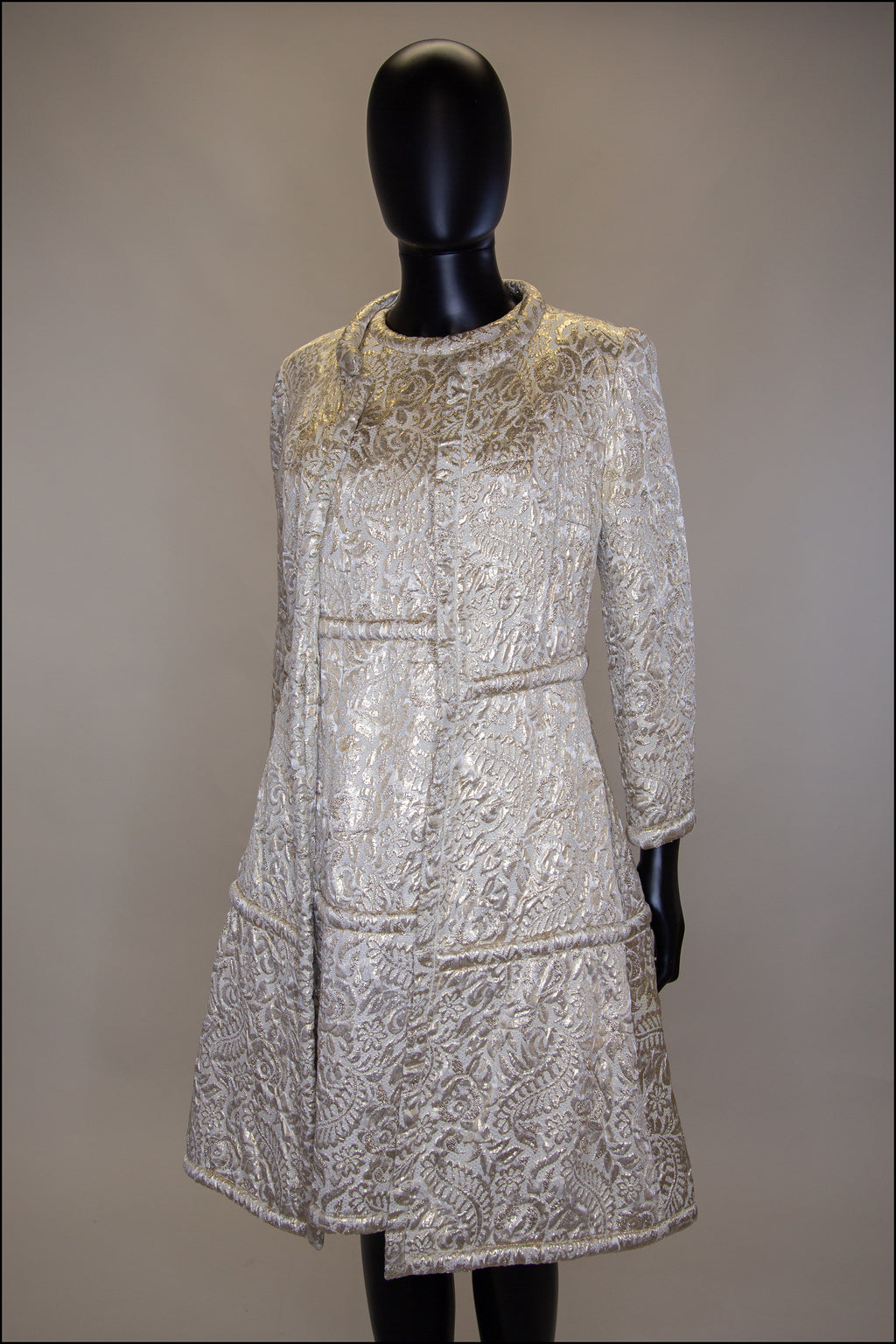 Vintage 1960s Gold Silk Dress and Coat Suit