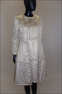 Vintage 1960s Gold Silk Dress and Coat Suit