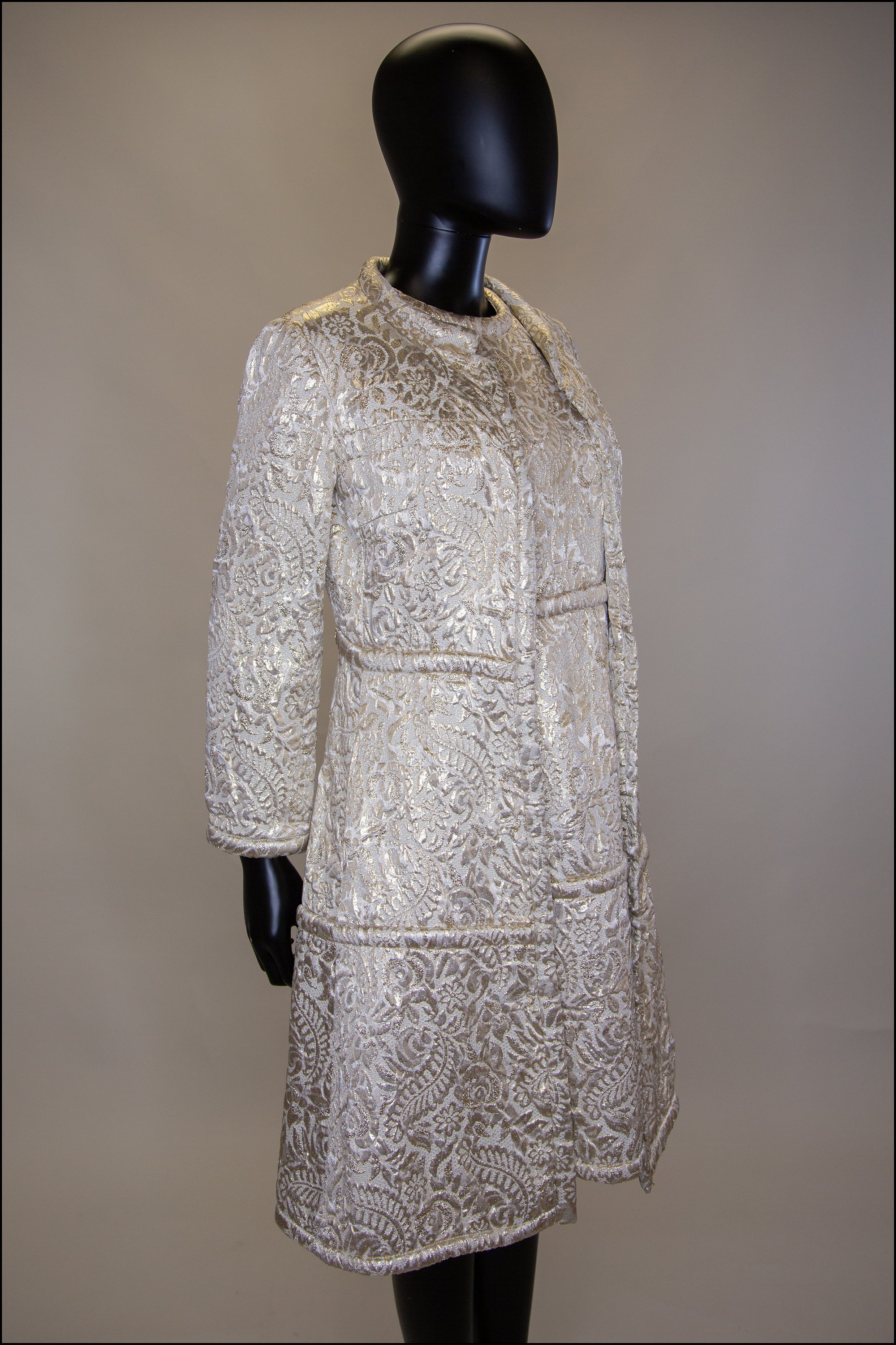 Vintage 1960s Gold Silk Dress and Coat Suit