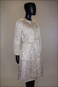 Vintage 1960s Gold Silk Dress and Coat Suit