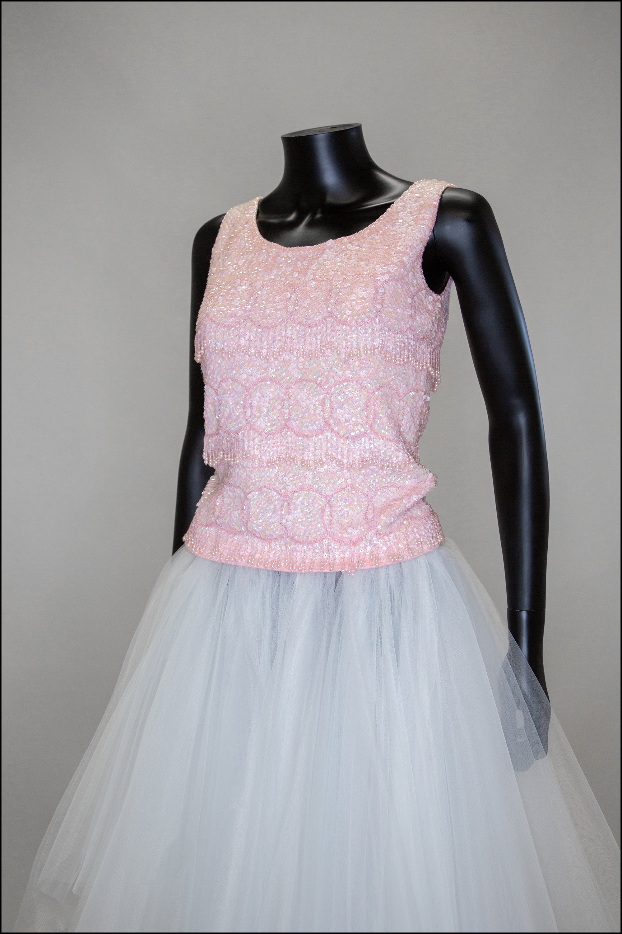 Vintage 1960s Pink Sequin Tassel Top