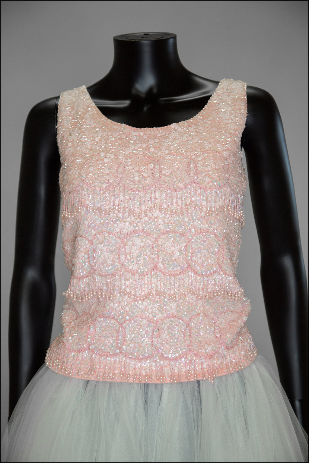 Vintage 1960s Pink Sequin Tassel Top