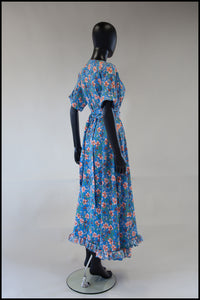 'Blue Belle' Floral Cotton Midi Dress