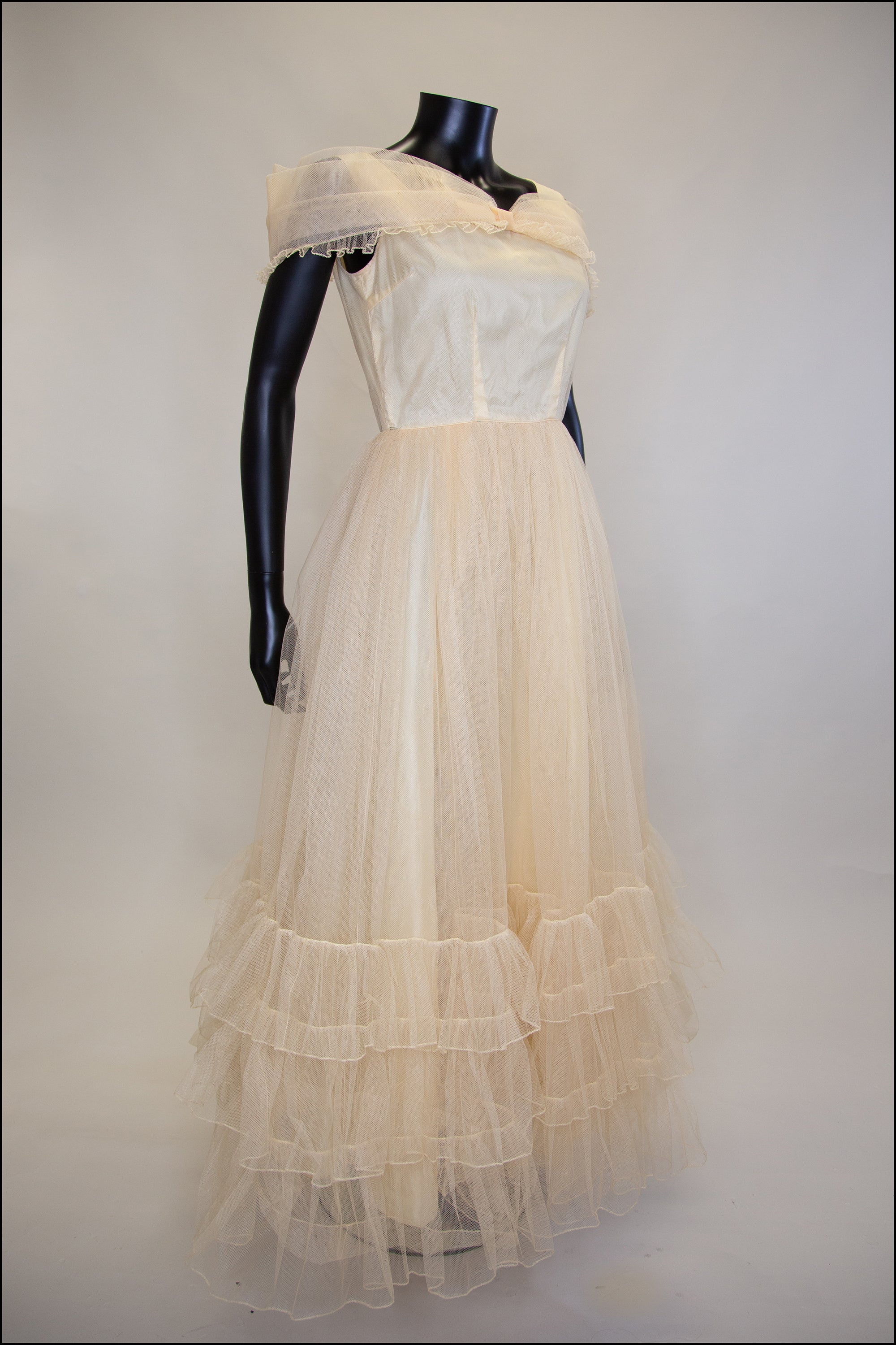Vintage 1930s Champagne Tulle Gown